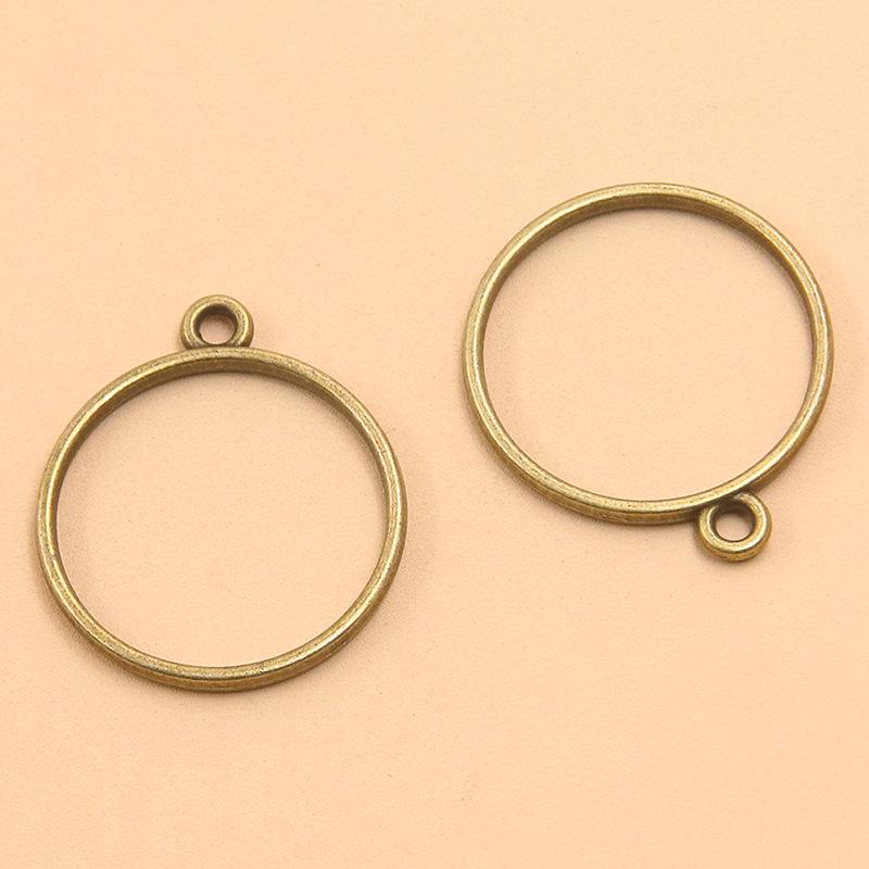 17 Ancient Green DIY Alloy Jewelry Pendants: Moon, Round, Heart with Drip Glue and Hollow Borders.