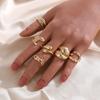 European and American Jewelry Gold Irregular Special-shaped Hollow Open Ring Fashion Design Popular Versatile Set