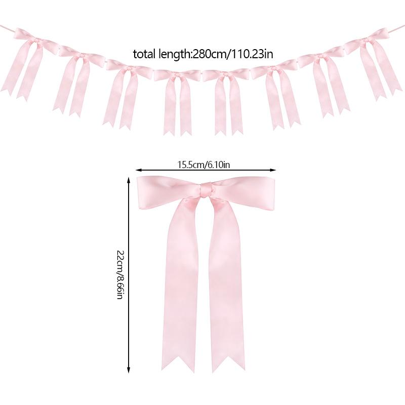 

8pcs/set Pink Bow Garlands Banner Satin Ribbon Ornament for Birthday,Bridal Shower,Wedding,Baby Shower Christmas Home Decoration розовый