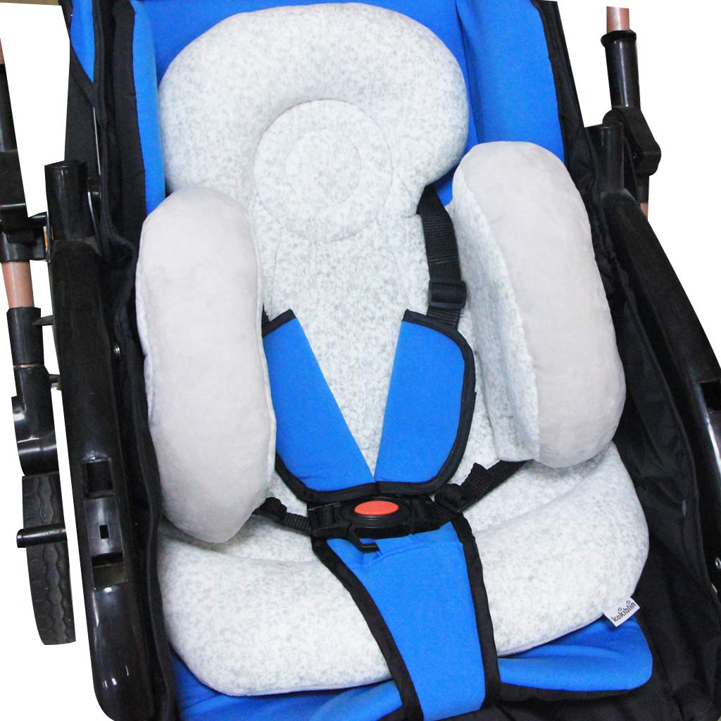 Baby Stroller Cushion, Soft Baby Stroller Liner Pram Head and Body Support Cushion Washable Baby Stroller Padding Head Support Pillow for Newborn