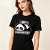 Funny Lazy Unisex Cotton Tshirt Sleepy Panda Low Battery 1 Power Cartoon Print Tired Mood Animal Lover Casual Short Sleeve Tees