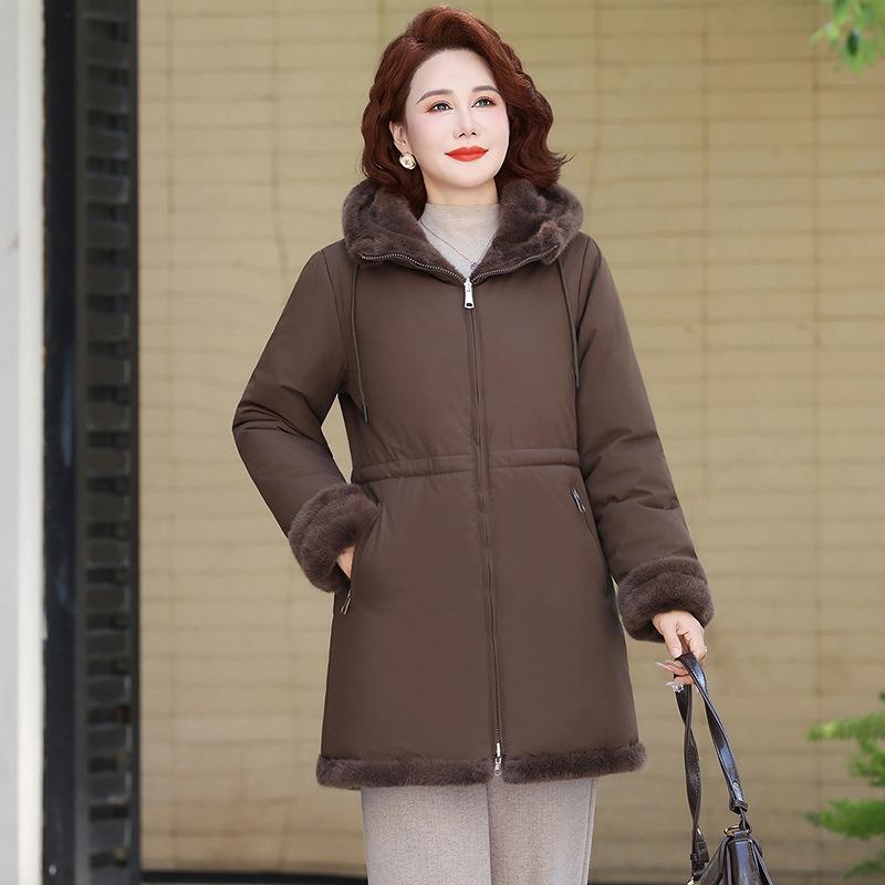 

Winter double-sided wear down cotton pie to overcome long clothing warm and piled thicker women 5XL [Recommended 150-80 kg]