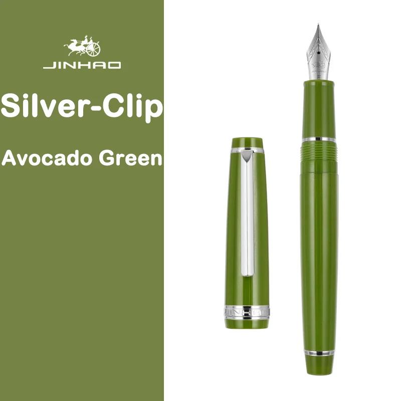 JINHAO 82 Fountain Pen Gold Trim Acrylic Barrel Silver Clip for Writing Calligraphy Signature School Office Supplies Stationery
