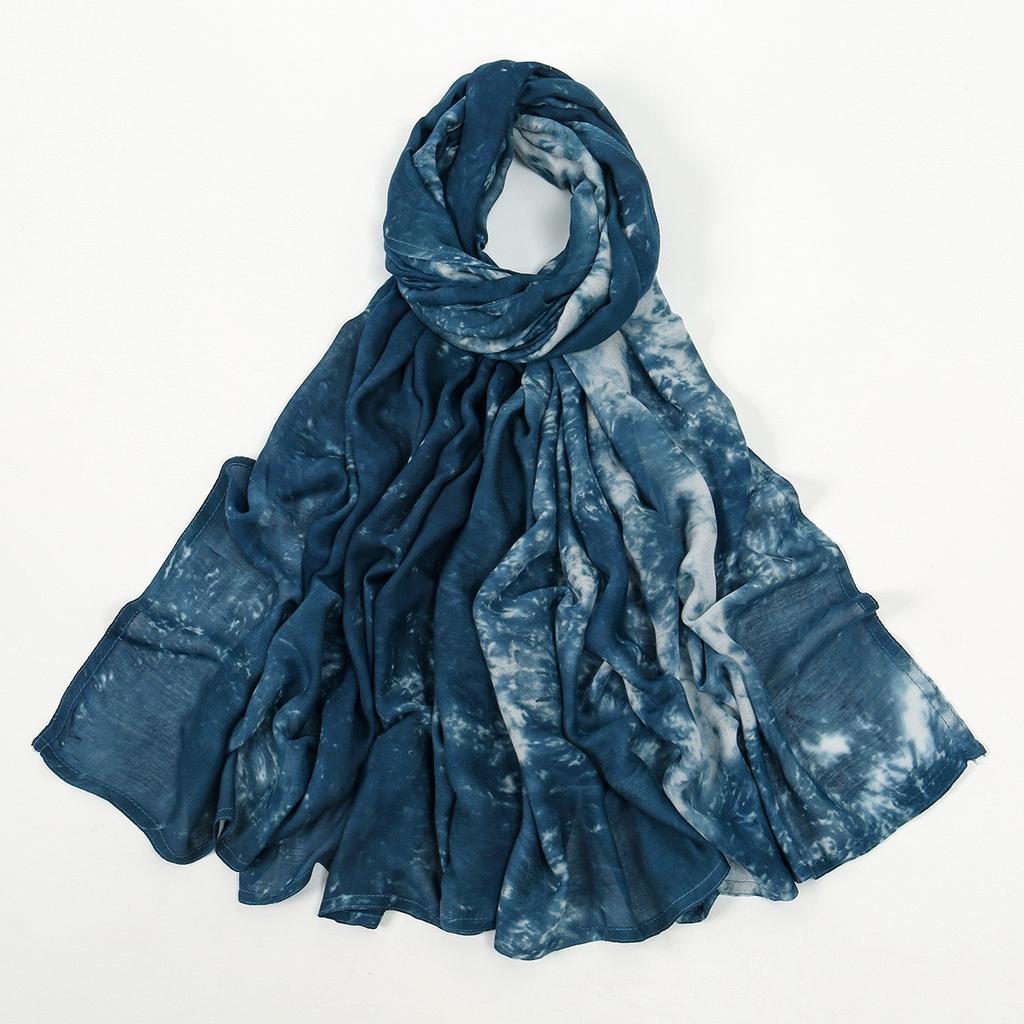 Women'S Vintage Gradient Ombre Shawl Cotton Rayon Blend Breathable Windproof Sun-Proof Yarn-Dyed Fashion Muslim Hijab Scarf