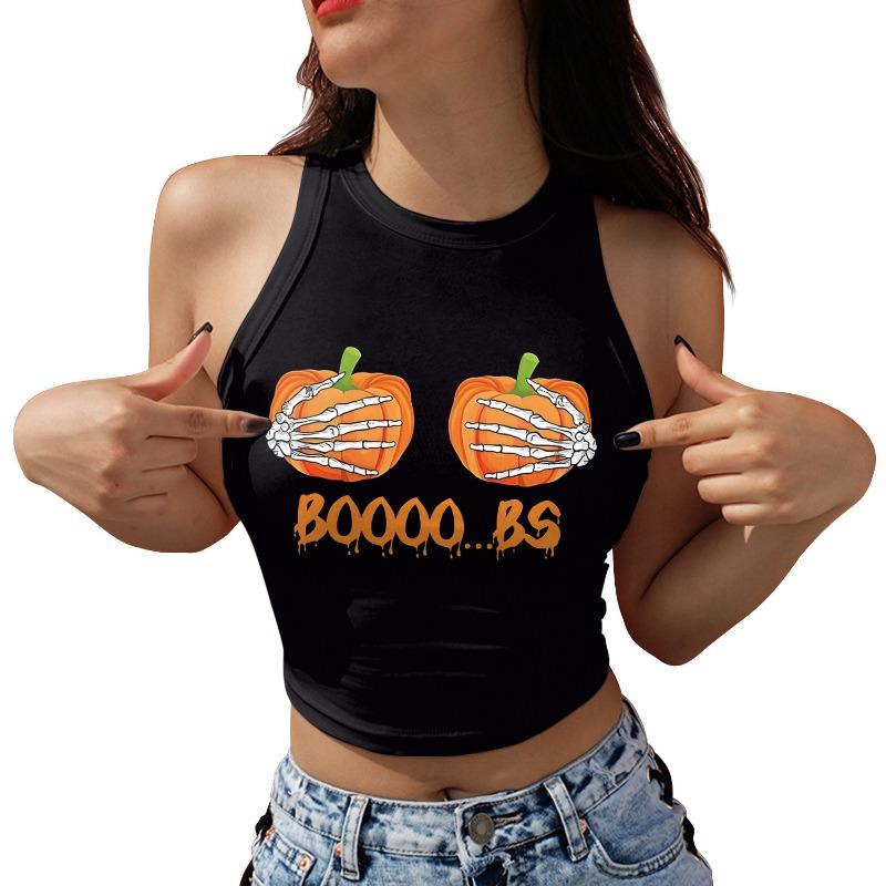 Halloween costume new summer skeleton skull digital printing fashion short vest top