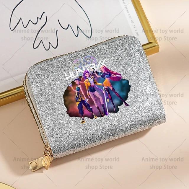Kpop Dämonenjäger Geldbörse Damen Pailletten Glitzernde Münzbörse Modische Kleine Clutch Kartenhalter für Damen