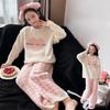 Girls Thick Coral Fleece Pajama Set Half Velvet Winter Warm Sleepwear for Older Kids Teens Family Homewear