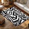 Tuniu Black White Geometric Zigzag Area Rug Non-Slip Home Floor Carpet Mat Room Decor