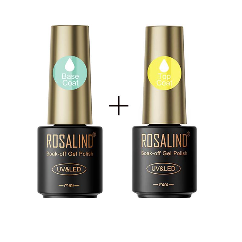ROSALIND 2 in 1 Basis- und Decklack Gelpolitur hell für Nail Art Design LED/UV Lampe