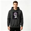Men Anime Spiky Purple Hair Character Print Pullover Hoodie Casual Long Sleeve Streetwear Sweatshirt