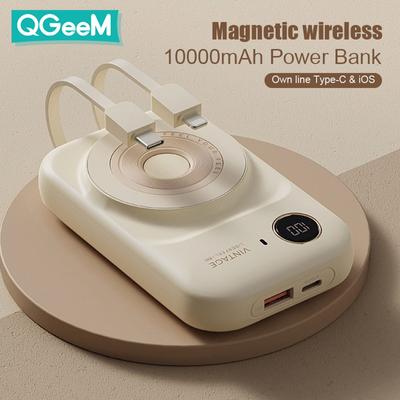 Magnetic Power Bank with Cable Wireless Powerbank PD 22.5W 10000mAh  Fast Charging Digital Display Portable External Battery