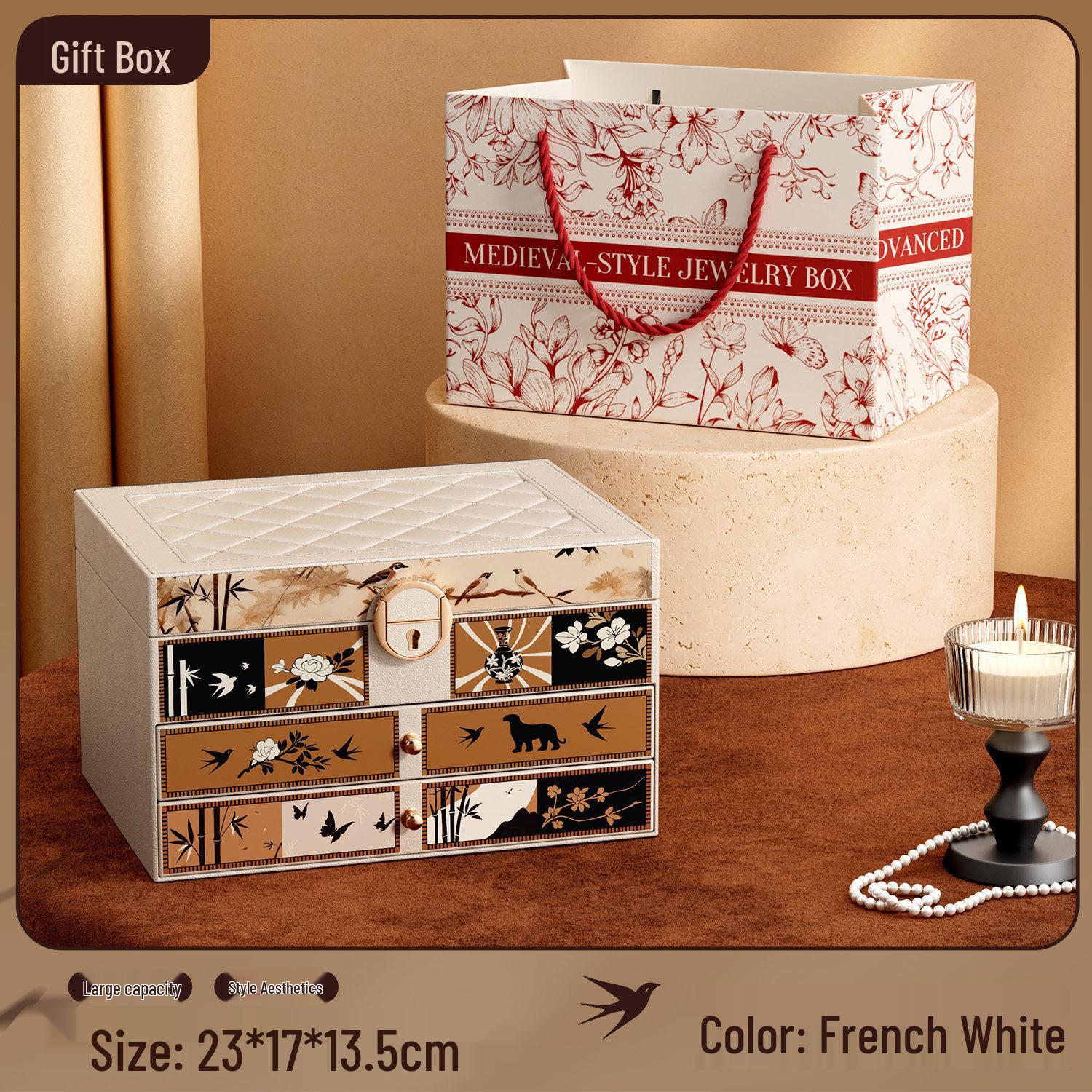 

High-Grade Portable Jewelry Storage Box for Earrings, Rings & Necklaces - Exquisite Gold Finish