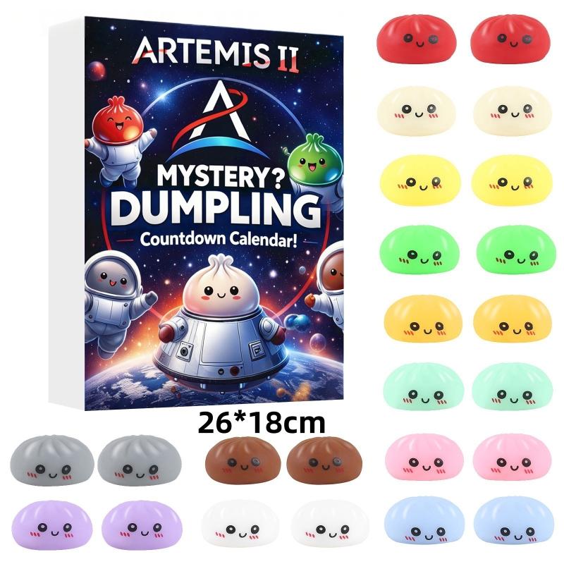 Slow Rebound Dumpling Advent Calendar 24Pcs Soft Squeeze Toys Mystery Anxiety Relief Set for Kids Home Play Office Relax