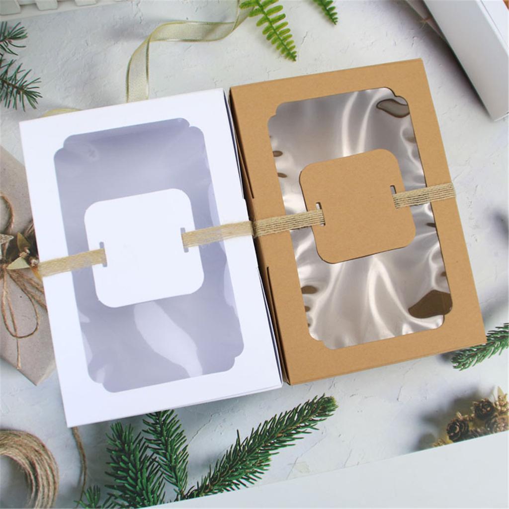 12PCS Large Paper Box with Clear Window Paper Bakery Box for Cake Candy Biscuits Cookies DIY Gifts Durable and Portable