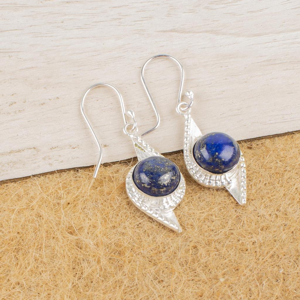 Lapis Lazuli Pendant Handmade Gemstone Jewelry, 925 Solid Sterling Silver Earrings ,Unique Design Jewelry Earrings For Her