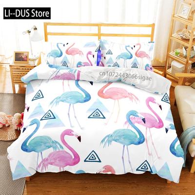 Roze flamingo Beddengoed Set Enkel Twin Volledig Queen King Size Flamingo Bed Set Volwassene Kind Slaapkamer Dekbedovertrek Sets 3D Anime 011