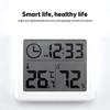 New White Indoor Thermometer Electronic Plastic Digital Clock Automatic Multifunction LCD Thermometer
