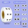 Roll of 500 Small Emoticon Wavy Eyes Stickers for Journaling, Decoration, and Envelope Sealing.