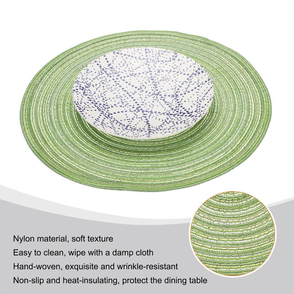 uxcell 4-Piece Round Braid Placemats, 15" Non-Slip Round Table Mats for Dining Tables, Washable, Warm Braided Placemats for Indoor and Outdoor Use, Pe