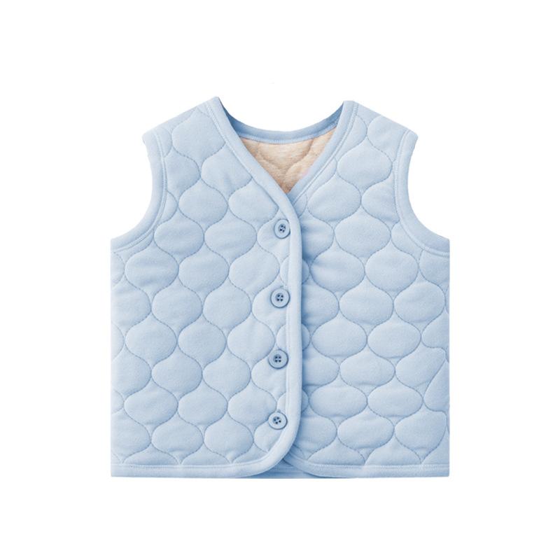 Children's Vest Autumn Winter Boys Girls Solid Color Thick Warm Cardigan Student Base Shirt Underwear Jacket Baby  Clothing