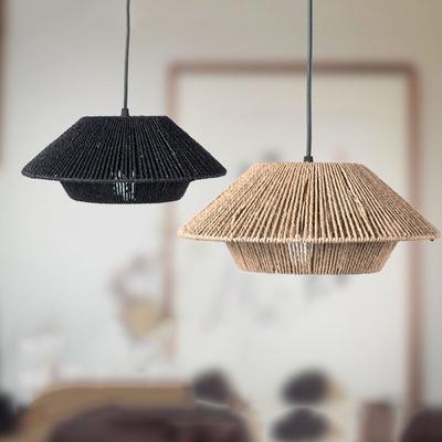 New Paper Weaving Ceiling Light Shade E27 Socket Barrel Simulated Rattan Lamp Shade Hollow Simplicity Light Cover Indoor
