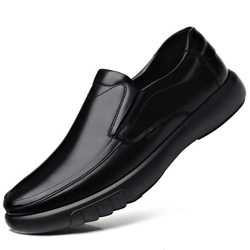 Men Handmade Shoes Genuine Leather Plush Warm Shoes 37-47 Soft Anti-slip Rubber Work Loafers Man Casual Leather Business Shoes