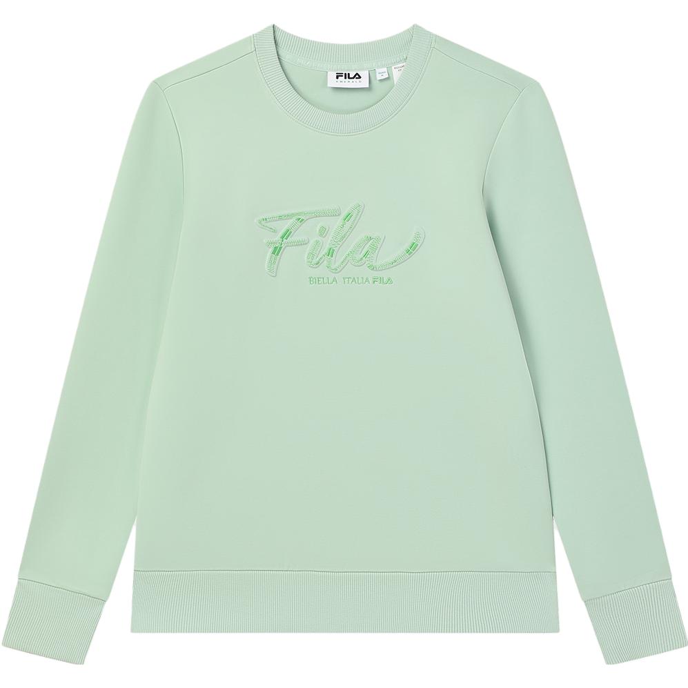 Fila Emerald 2023 Winter New Knit Pullover Basic Simple Three-Dimensional Embroidery Round Neck Fitted Long Sleeve Sweatshirt F11W344212F-LG