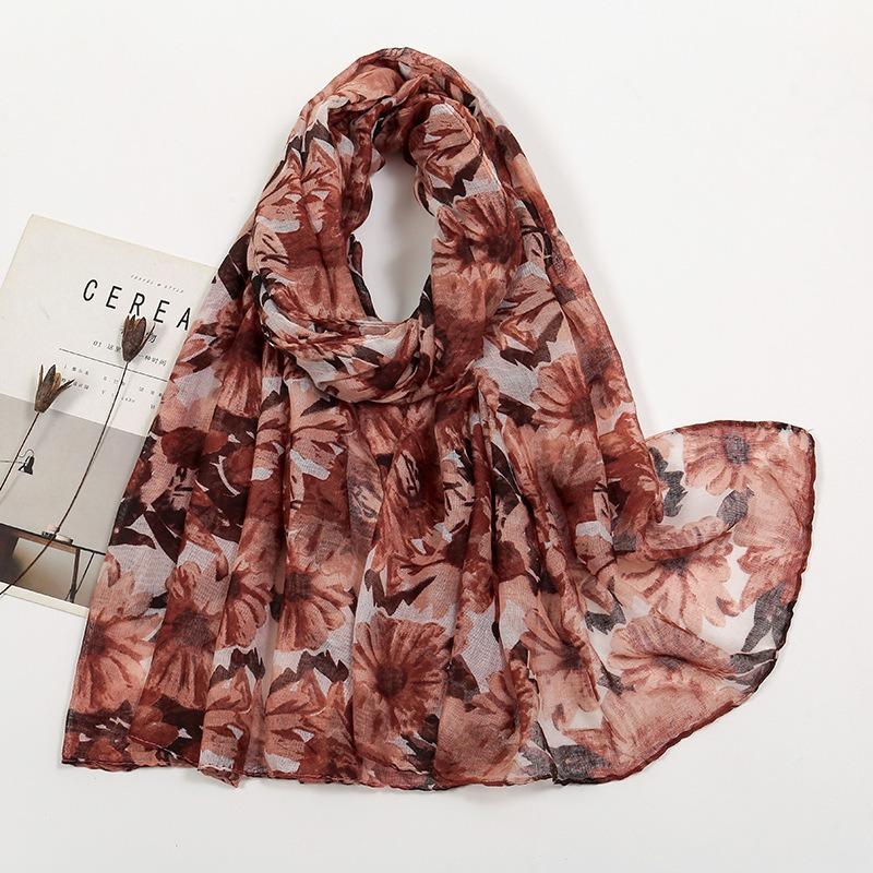 Spring and summer thin Bali yarn printed long towel fashionable sweet fresh hot-selling popular shawl women