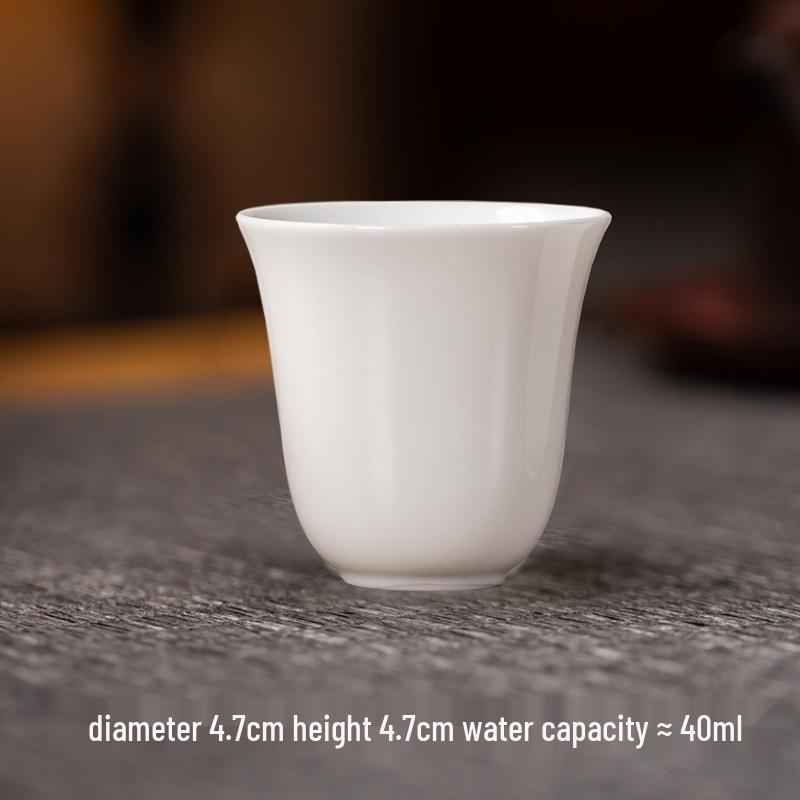 Mutton Fat White Porcelain Kung Fu Tea Cup: Ceramic Tasting Cup for Tea or Wine