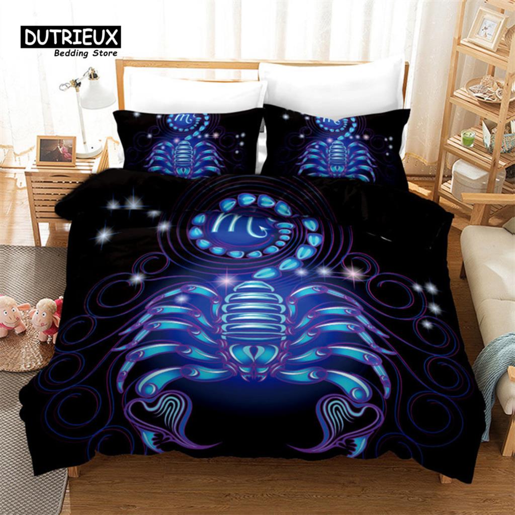 3D Aries Duvet Cover Set Twelve Constellations Bedding Set For Teens Kids Dorm Decor Microfiber Exotic Abstract Art Quilt Cover