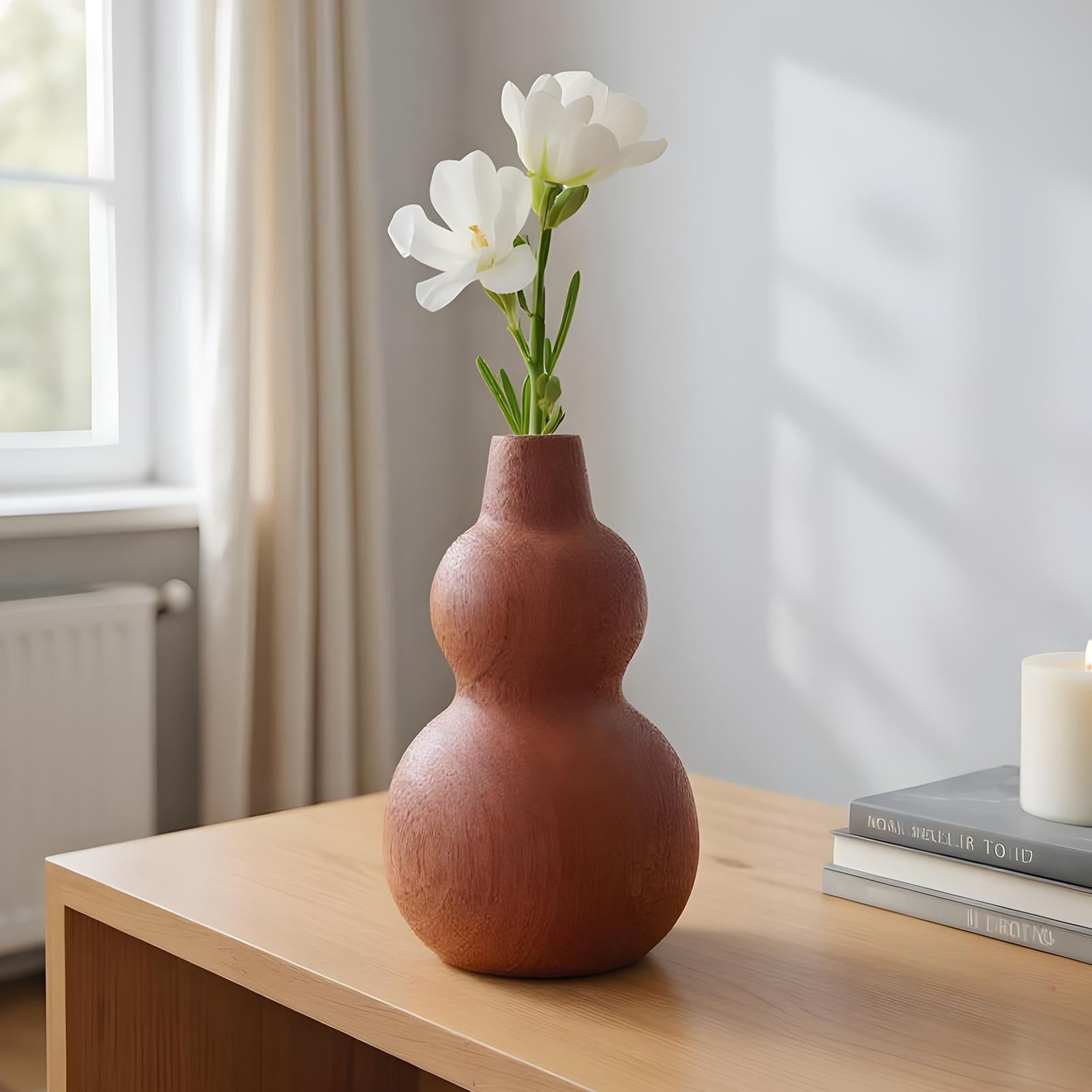 Wooden Flower Vase Handmade Plant Pot Retro Handcrafted Simple Dried Flower Vase Decor For Desk Shelf Bathroom Kitchen China Mainland