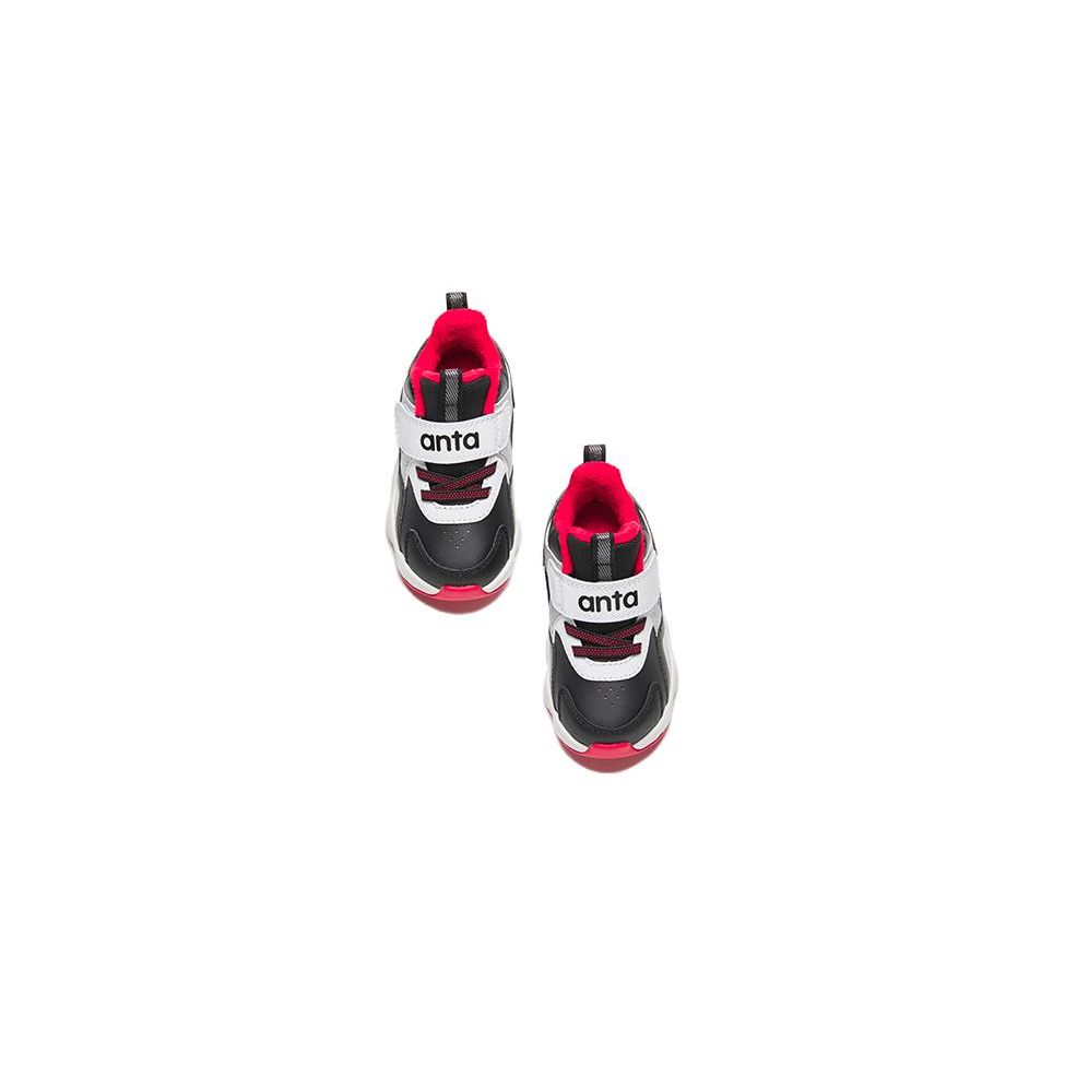 Anta Kids Non-Slip Wear-Resistant Low-Top Walking Shoes Baby Shoes Black White Gray 312340062-2