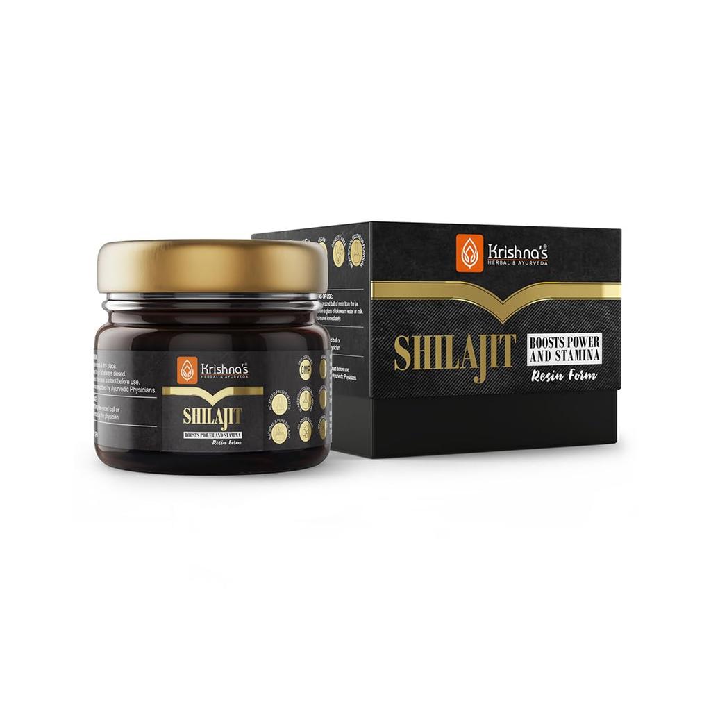 KRISHNAS KRÄUTER & AYURVEDA Reines Shilajit-20g, 100% Reines Himalaya-Shilajit, Hilft Zur Steigerung von Leistung, Kraft, Ausdauer, Widerstandsfähigkeit, Stärke & Über