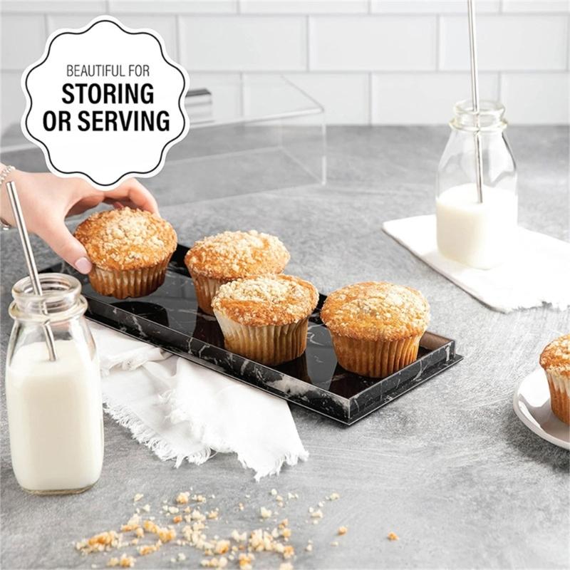 Rectangular Cake Display Box with Clear Lid Acrylic Cake Box Cake Container Cake Storage Tray for Home and Commercial