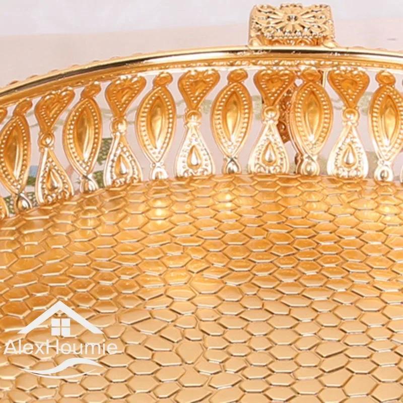 Retro-Stil Gold Serviertablett Obst Snack Dessert Süßigkeiten Aufbewahrungsplatten Schale Ständer für Zuhause Bar Party Kaffee Hochzeit Dekoration