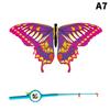 Children Kite Toy Cartoon Eagle Foldable Mini Plastic Toys Kite Hand Brake Fishing Rod Butterflies Movable Wings Outdoor Toy