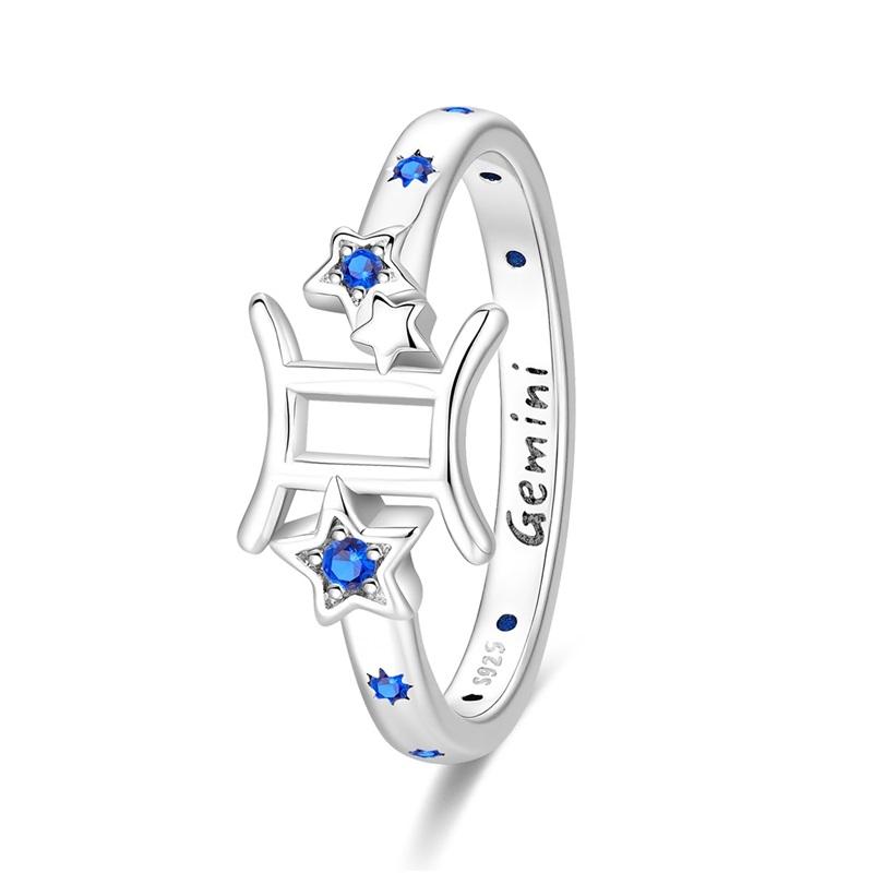 New 925 Silver Twelve Constellation Series Zircon Ring For Women Fit Wedding Party Jewelry Gifts