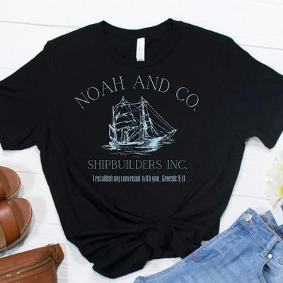 Noah Amp 39 S Ark Shipbuilding Co T Shirt Funny Christian Vintage Versatile Top For Everyday Wear Casual Comfortable