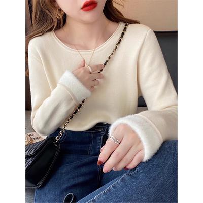 Simple One-piece Fleece Thickened Sweater Women's Spring Basic Inner Bottoming Shirt Warm Knitted Top