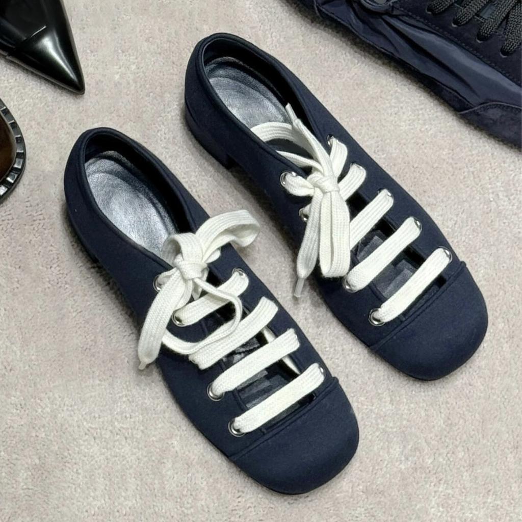 Französische Retro-Nische Schnürung Dicke Ferse Quadratische Zehenpartie Ballerinas Einzelne Schuhe Damen Frühling und Herbst Neu Mary Jane Damenschuhe