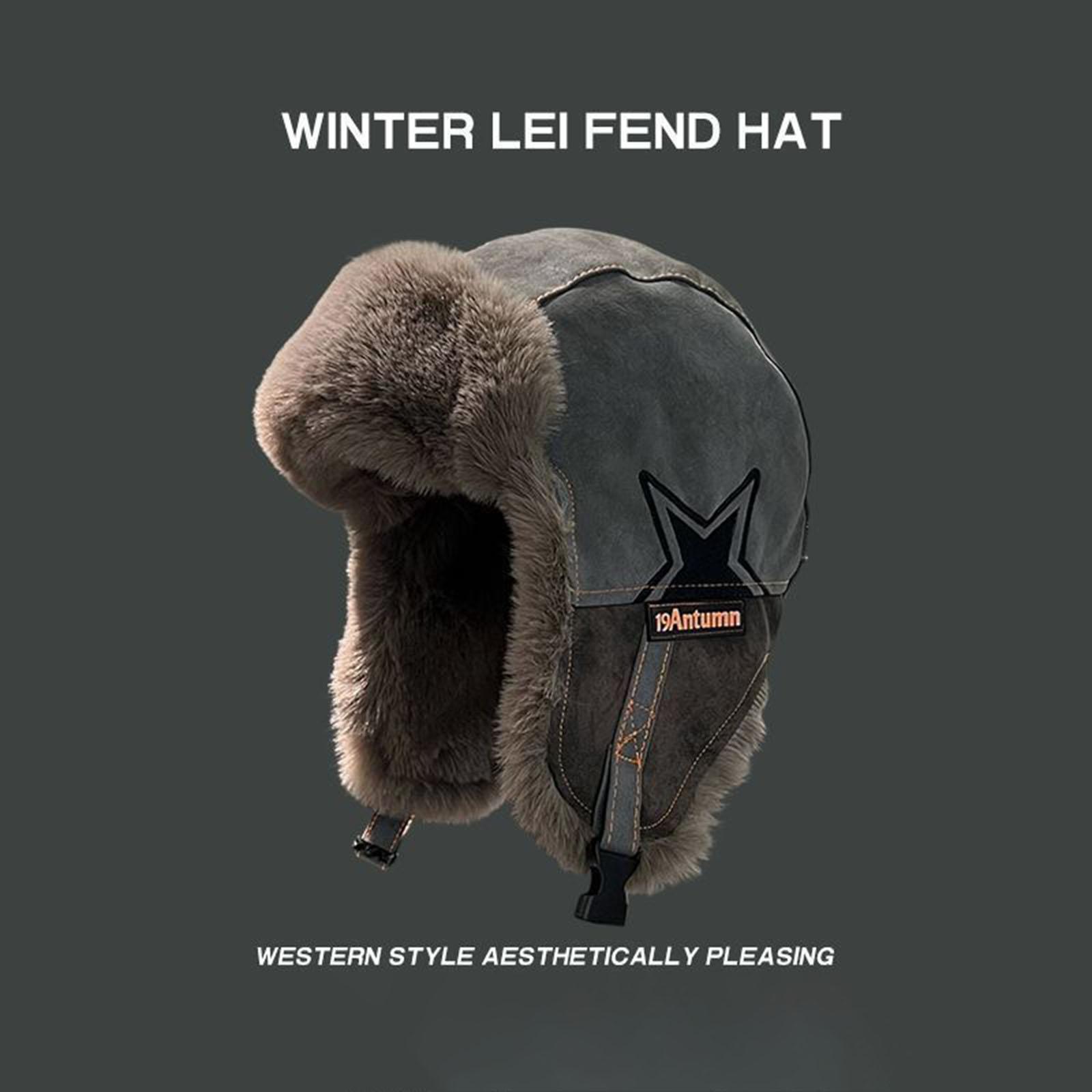 

Winter Hat Unisex Retro Lei Feng Cap Hat With Warm Fleece Ear For Cycling And Motorcycle Riding One Size
