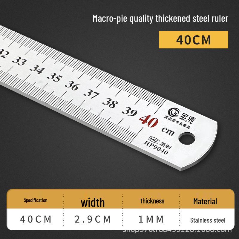 Exclusive Stainless Steel Straight Ruler with Positioning Block and Scribing Limiter - 15/20/30/40cm for Woodworking