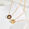 Simple Black And White Ring Stainless Steel Necklace, Simple And Generous Temperament Women'S Necklace Accessories