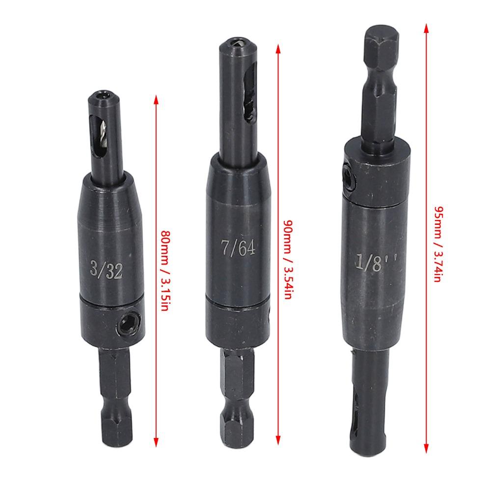 3 PCS Hex Shank Self Centering Drill Bit Set  Cabinet and Door Hinge Installation