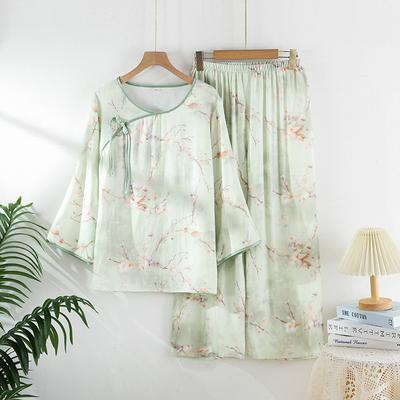 2026 Spring/Summer New Women's Pajama Set with Bamboo Fiber Seven Leg Sleeve and Nine Leg Pants Two Piece Home Clothes Ladies