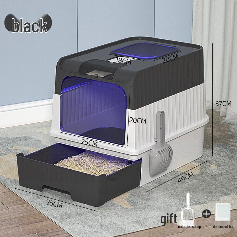 Spacious Enclosed Cat Litter Box with Anti-Splash Design and Easy-Clean Drawer