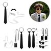Halloween Secret Agent Costume With Earpiece Neck Tie And Black Glasses For Adult Children Role Play Halloween Dress Up