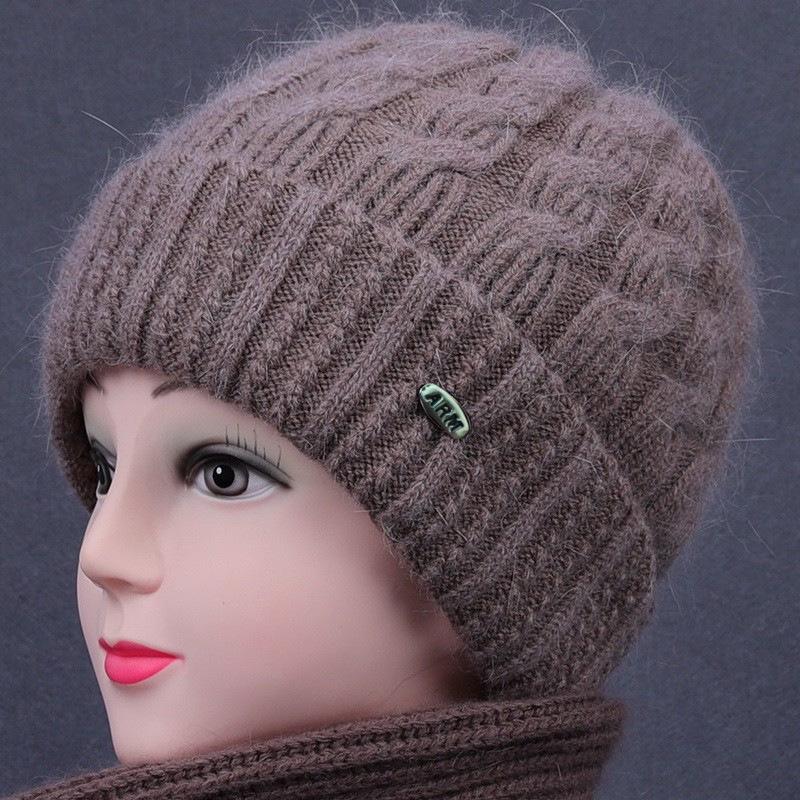 Women's Autumn-Winter Thickened Knit Hat & Scarf Set for Middle-aged & Elderly