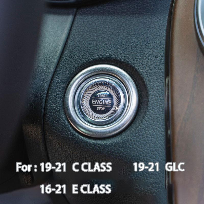 

For Mercedes Benz GLC C E Class W213 W205 X253, Car Ignition Device One Button Start Stop Switch Buttons Ring Frame Cover серебряный