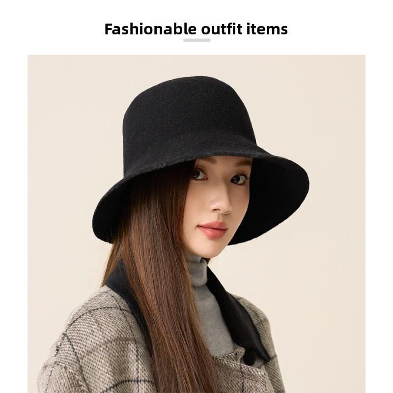 Meier Wool fisherman hat, women's foreign style counter quality face small felt basin hat